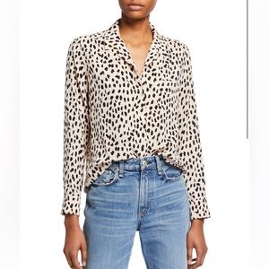 Rails Cream and Black Leopard Print Blouse
